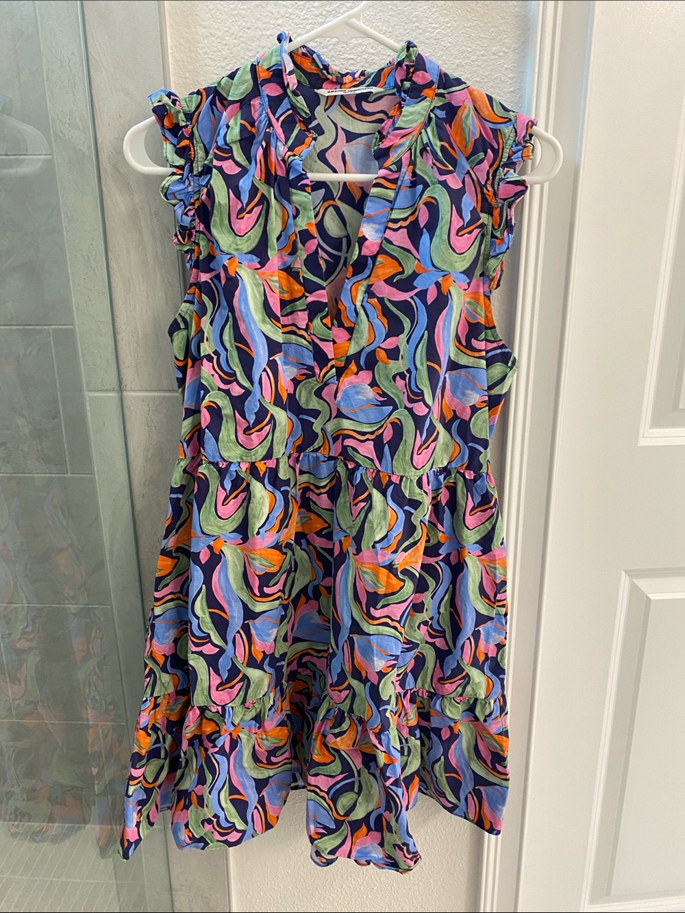 Amanda Uprichard Multicolor Abstract Ruffle Mini Dress